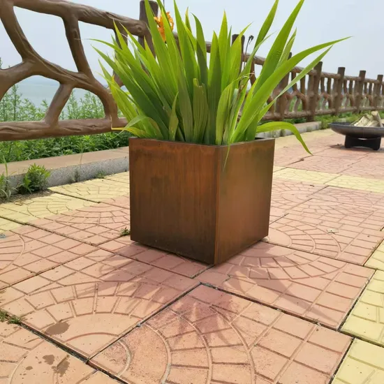 Caixa de berçário de flores de paisagem de jardim simples em aço Corten